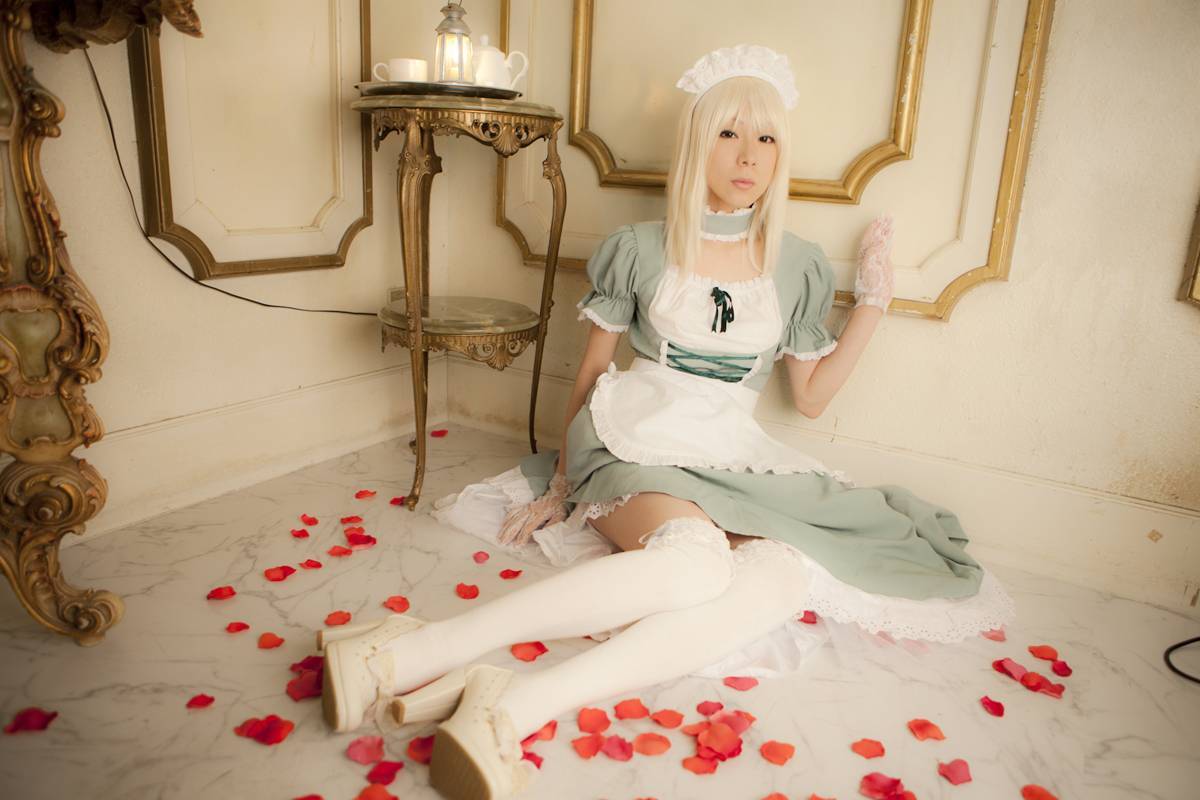 Cosplay C78 longphoto white hair sexy Japanese maid